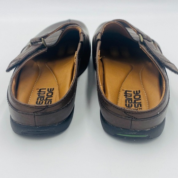 KALSO EARTH SHOE Fawn Mahogany clog style mules Women's 6B Brown Leather Slip-on - Picture 10 of 11